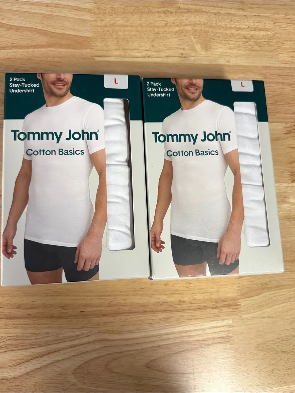 Tommy John Cotton Basics Stay Tucked Crew Neck Undershirts Bundle 2 Boxes White